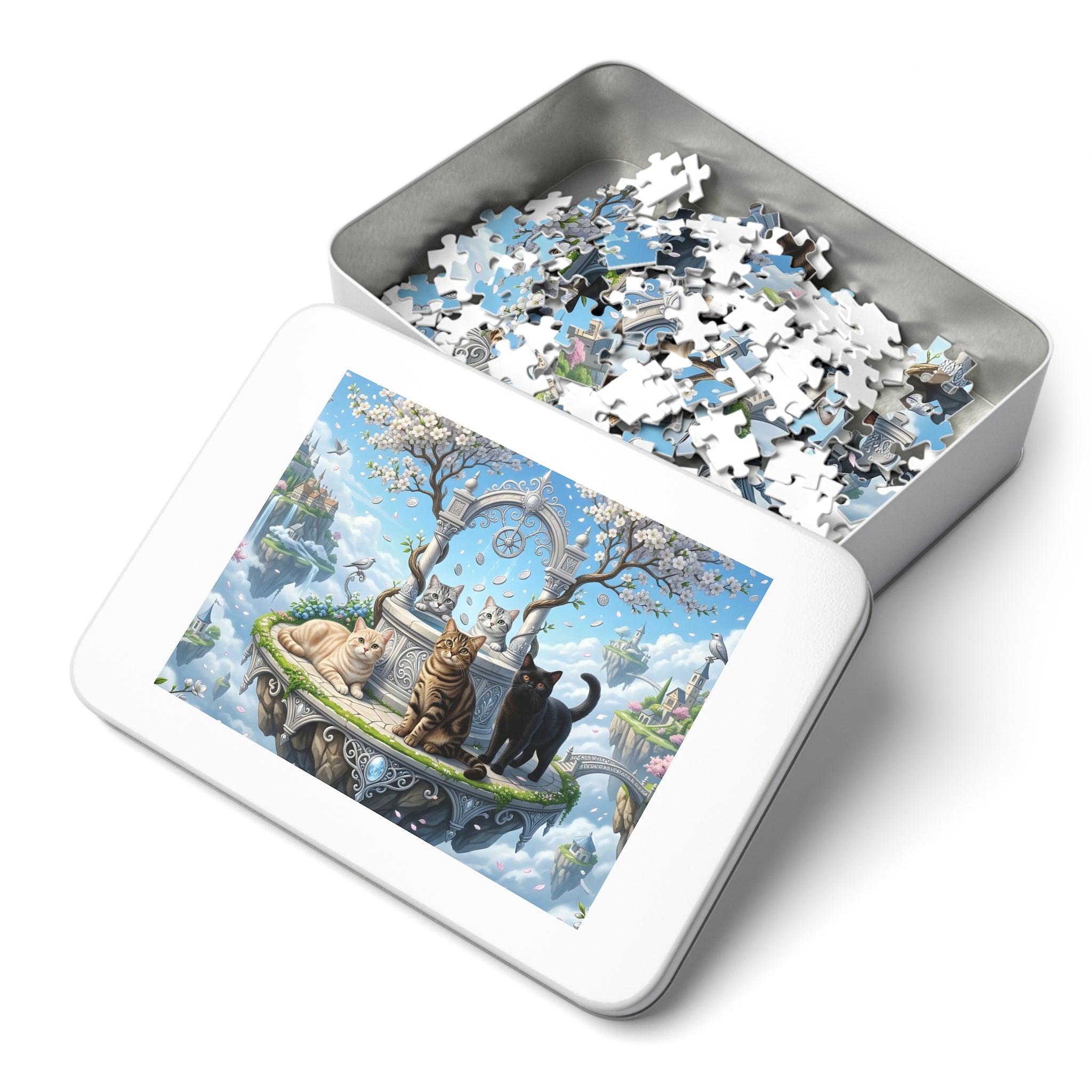 American Shorthair Cat Wishing Well Floating Island Castle Jigsaw Puzzle